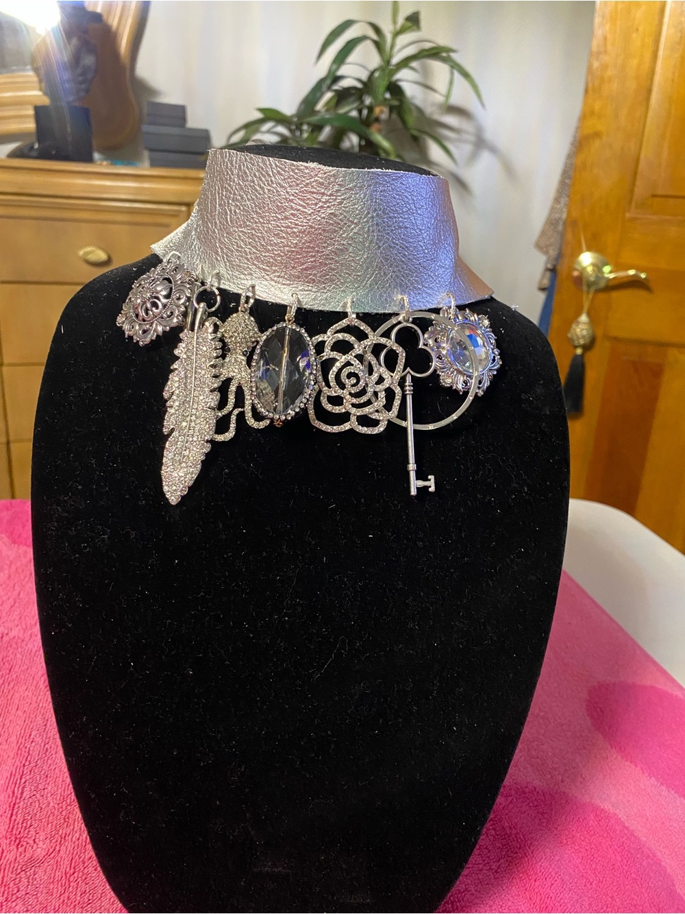 Silver Charm Statement Choker Necklace - Women Jewelry
